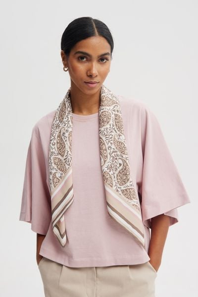 APASZKA ZOE BEŻOWO-BIAŁA One size - Flawless. Brązowe apaszki damskie Flawless, bez wzorów, eleganckie. Za 197.00 zł.