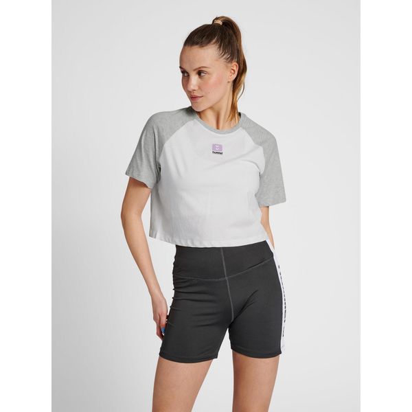 Damska koszulka crop top Hummel Legacy Naya. Szare bluzki damskie HUMMEL, m, bez wzorów, bez kołnierzyka. Za 126.50 zł.