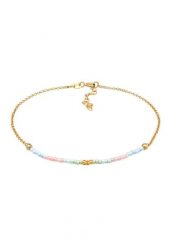 Elli Damski łańcuszek na kostkę płaski z koralikami, elegancki ze srebra pozłacanego 925 Sterling Silver Bransoletki na nogę 1 ct. Szare bransoletki damskie Elli, pozłacane. Za 263.99 zł.