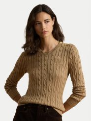 LAUREN RALPH LAUREN Sweter 200P14039500 Beżowy ciemny Regular Fit. Brązowe swetry klasyczne damskie Lauren Ralph Lauren, xl, z bawełny, bez kołnierzyka. Za 859.99 zł.