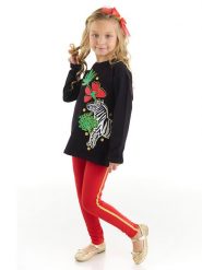 Denokids 2-częściowy zestaw "Zebra Girl" w kolorze czarno-czerwonym rozmiar: 116. Czarne koszulki dziewczęce Denokids, bez wzorów, bez ramiączek. Za 79.45 zł.