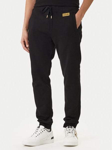 Versace Jeans Couture Spodnie dresowe 80GAAT04 CF01T Czarny Regular Fit. Czarne spodnie dresowe męskie Versace Jeans Couture, bez wzorów, z bawełny. Za 879.99 zł.