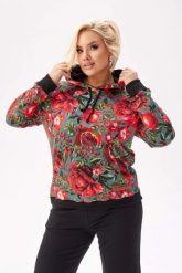 Dresowa bluza Karolina z kolorowym printem PLUS SIZE XXL. Brązowe bluzy sportowe damskie Moda Size Plus Iwanek, plus size, z bawełny. Za 279.90 zł.