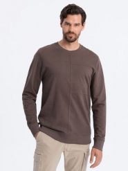 Bluza męska bez kaptura z przeszyciami - kawowa V9. Bluzy bez kaptura męskie Ombre Clothing, m. W wyprzedaży za 39.99 zł.