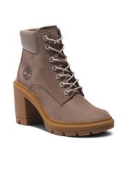 Timberland Botki Allington Heights 6In TB0A5Y6Z9291 Beżowy. Brązowe botki damskie Timberland, z nubiku, bez obcasa, na słupku, bez zapięcia. Za 619.99 zł.