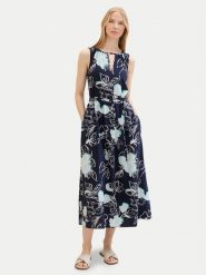 Tom Tailor Sukienka letnia 1041530 Granatowy Regular Fit. Niebieskie sukienki damskie Tom Tailor, na lato, bez wzorów, z wiskozy, bez kołnierzyka, bez ramiączek. Za 379.99 zł.