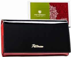 Portfel skórzany Peterson PTN 1N-411 czarny. Czarne portfele damskie Peterson, bez wzorów, ze skóry. Za 129.99 zł.