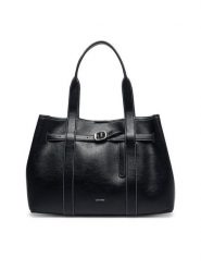 Calvin Klein Torebka Buckle Medium Work Tote LV04F3549G Czarny. Czarne torebki klasyczne damskie CALVIN KLEIN, bez wzorów, ze skóry, bez dodatków. Za 749.99 zł.