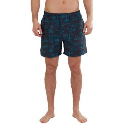Szorty plażowe męskie Fundango Bono Print Boardshort. Niebieskie szorty męskie Fundango, z bawełny, bez kołnierzyka. Za 158.00 zł.