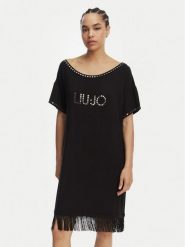 Liu Jo Beachwear Sukienka codzienna VA6031 JS360 Czarny Regular Fit. Czarne sukienki damskie Liu Jo Beachwear, na co dzień, l, bez wzorów, z wiskozy, bez kołnierzyka, bez ramiączek, proste. Za 469.99 zł.