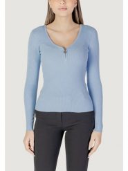 Morgan Sweter 232-MBANZA Błękitny Slim Fit. Niebieskie swetry klasyczne damskie Morgan, xs, z wiskozy, bez kołnierzyka. Za 89.99 zł.