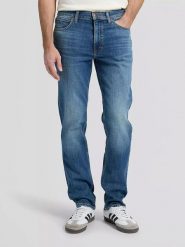 MESKIE SPODNIE LEE RIDER OCEAN BLUE 112376409. Niebieskie spodnie materiałowe męskie Lee, bez wzorów, z jeansu. Za 219.99 zł.