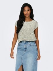 ONLY Bluzka w kolorze jasnozielono-beżowym rozmiar: 42. Zielone bluzki damskie Only, bez wzorów, bez kołnierzyka, bez ramiączek. Za 61.02 zł.