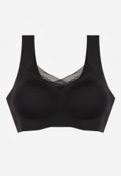 Czarny Biustonosz Sportowy z Siateczką i Usztywnionymi Miseczkami Zerirae. Czarne biustonosze sportowe damskie Born2be, bez wzorów, z dresówki. Za 29.99 zł.