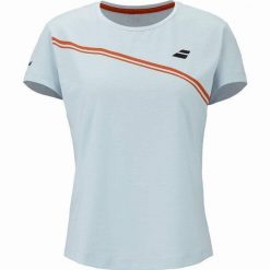 T-shirt Babolat Play Woman. Niebieskie t-shirty damskie BABOLAT, s, bez wzorów, z materiału, bez kołnierzyka. Za 149.00 zł.