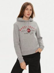 Guess Jeans Bluza W4BQ20 KC811 Szary Regular Fit. Szare bluzy bez kaptura damskie Guess Jeans, xs, z bawełny. Za 189.99 zł.
