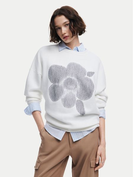 Desigual Bluza Flores 24WWSK33 Écru Regular Fit. Bluzy bez kaptura damskie Desigual, xl, z bawełny. Za 279.99 zł.
