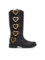 LOVE MOSCHINO Kozaki JA26134G0PIJ0317 Brązowy ciemny. Brązowe kozaki damskie Love Moschino, ze skóry, bez obcasa, na płaskiej podeszwie. Za 1,669.00 zł.