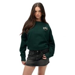 Bluza damska Superdry Athletic Essentials. Zielone bluzy bez kaptura damskie Superdry. Za 284.00 zł.