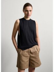 STEFANEL Bluzka w kolorze czarnym rozmiar: S. Czarne bluzki damskie Stefanel, s, bez wzorów, bez kołnierzyka, bez ramiączek. Za 82.99 zł.