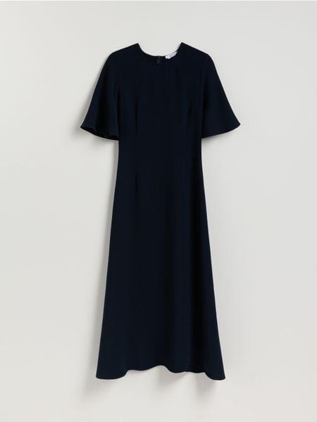 Sukienka maxi - granatowy. Niebieskie sukienki damskie Reserved, na co dzień, l, bez wzorów, z tkaniny, bez kołnierzyka, bez ramiączek, maxi, proste. Za 199.99 zł.