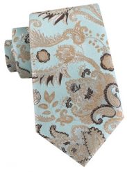 Męski Krawat - Pudrowy Błękit, Beżowy Wzór - Alties. Niebieskie krawaty i muchy męskie Alties, bez wzorów, z tkaniny, eleganckie. Za 55.00 zł.