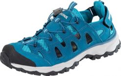 Sandały trekkingowe damskie Meindl Lipari Lady Comfort Fit. Niebieskie sandały damskie MEINDL, bez wzorów, z materiału, bez obcasa, na płaskiej podeszwie. Za 669.99 zł.