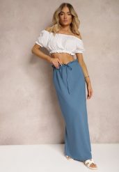 Niebieska Spódnica z Gumką w Talii Tiamantee. Niebieskie spódniczki damskie Renee, na lato, l, bez wzorów, z materiału, maxi. Za 59.99 zł.
