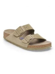 Birkenstock Skórzane klapki "Arizona" w kolorze khaki rozmiar: 40. Brązowe klapki damskie Birkenstock, bez wzorów, ze skóry, bez obcasa. Za 509.08 zł.
