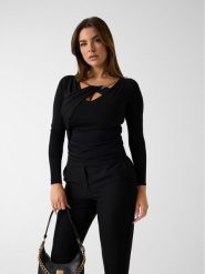 Marciano Guess Bluzka 6RGP06 6257A Czarny Slim Fit. Czarne topy damskie Marciano Guess, xl, z aplikacjami, z syntetyku, bez ramiączek. Za 559.99 zł.