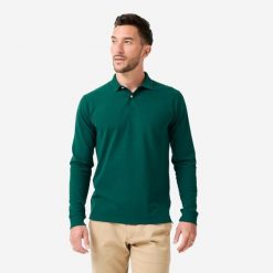 Koszulka polo do golfa męska Inesis MW500. Zielone koszulki polo męskie INESIS, m, bez wzorów, z bawełny, bez ramiączek. Za 69.99 zł.