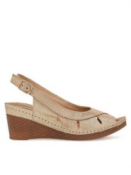 Lasocki Sandały ARC-N1890-02 Złoty. Żółte sandały damskie Lasocki, bez wzorów, ze skóry, bez obcasa, na koturnie. Za 97.99 zł.