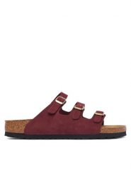 Birkenstock Klapki Florida 1033172 Bordowy. Czerwone klapki damskie Birkenstock, bez wzorów, z nubiku, bez obcasa. Za 584.99 zł.
