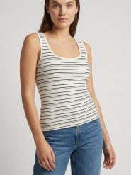 MOSS COPENHAGEN Top "Gubbi" w kolorze biało-czarnym rozmiar: S/M. Białe topy damskie MOSS COPENHAGEN, m, bez wzorów, bez kołnierzyka. Za 85.95 zł.