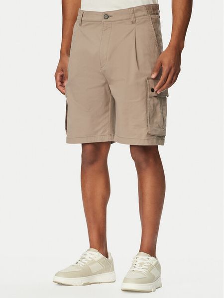 HUGO Szorty materiałowe Craysen 262S 50556891 Beżowy Straight Fit. Brązowe szorty męskie Hugo, z bawełny, bez kołnierzyka. Za 331.99 zł.