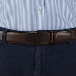 Pasek męski skórzany 3,5 cm klamra automatyczna Beltimore brązowy 03-550 : Kolory - brązowy, beżowy, Rozmiar pasków - r.105-120 cm. Brązowe paski męskie bez wzorów, ze skóry, wizytowe. Za 64.99 zł.