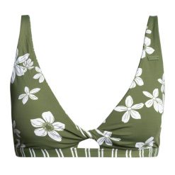 Góra od stroju kąpielowego ROXY Retro Revo Twist Bra loden. Zielone bikini damskie Roxy, bez wzorów. Za 89.99 zł.