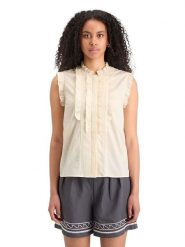 Scotch & Soda Top w kolorze kremowym rozmiar: 36. Brązowe topy damskie Scotch & Soda, bez wzorów, z bawełny, bez kołnierzyka. Za 143.90 zł.
