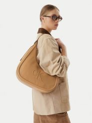 Calvin Klein Torebka Bold Ck Crescent LV04F3427G Beżowy. Brązowe torebki klasyczne damskie CALVIN KLEIN, bez wzorów, ze skóry, bez dodatków. Za 529.99 zł.