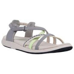 Sandały Damskie Perla. Białe sandały damskie Trespass, bez wzorów, z materiału, bez obcasa, na obcasie. Za 149.99 zł.