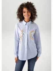 Aniston Koszula w kolorze błękitno-białym rozmiar: 38. Białe koszule damskie Aniston, bez wzorów, z bawełny, bez kołnierzyka, bez ramiączek. Za 100.28 zł.