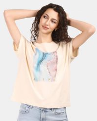 Damska bawełniana koszulka T-shirt Kilpi JERSIE-W. Brązowe t-shirty damskie Kilpi, uniwersalny, bez wzorów, z bawełny, bez kołnierzyka. Za 91.56 zł.