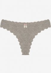 Szare Bawełniane Majtki Stringi z Prążkowanej Tkaniny Eziane. Szare stringi damskie Born2be, l, bez wzorów, z bawełny. Za 9.99 zł.