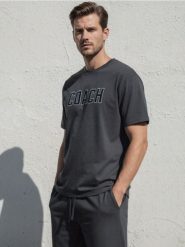 Piżama dwuczęściowa z napisem Coach - szary. Szare piżamy męskie Sinsay, l, bez wzorów, bez ramiączek. Za 49.99 zł.