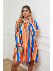 Plus Size Company Sukienka w kolorze pomarańczowo-niebieskim rozmiar: 42. Pomarańczowe sukienki damskie Plus Size Company, plus size, bez wzorów, klasyczne, bez kołnierzyka, plus size, bez ramiączek, maxi. Za 140.20 zł.