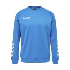 Bluza do piłki ręcznej dla dorosłych Hummel Promo Poly Sweatshirt. Niebieskie bluzy bez kaptura męskie HUMMEL, m, bez wzorów, bez ramiączek, bez kaptura. Za 174.50 zł.