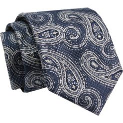 Krawat - ALTIES - Ciemnoniebieski w Duży Wzór Paisley. Niebieskie krawaty i muchy męskie Alties, bez wzorów, z tkaniny, eleganckie. Za 49.00 zł.