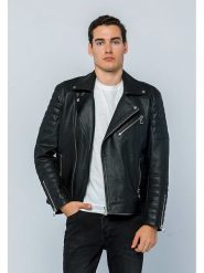 Basics & More Skórzana kurtka w kolorze czarnym rozmiar: 3XL. Czarne kurtki męskie Basics & More, xl, bez wzorów, ze skóry, bez kaptura. Za 613.51 zł.