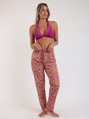 Admas Spodnie w kolorze różowo-zielonym rozmiar: S. Różowe spodnie materiałowe damskie admas, bez wzorów, z bawełny. Za 43.99 zł.