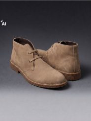 Zamszowe wiązane botki z wkładką z naturalną skórą - beżowy. Brązowe buty zimowe męskie Sinsay, ze skóry, bez zapięcia. Za 119.99 zł.